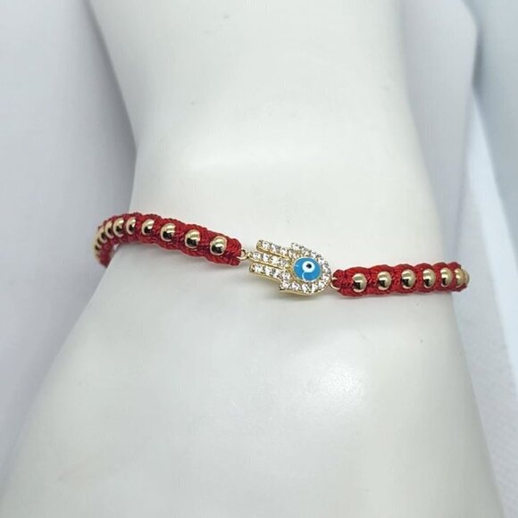 NEW Sterling Silver 925 Hamsa Design with Adjustable Bracelet - Picture 4 of 4